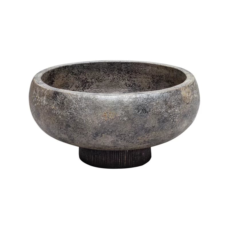 Brixton 14" Black Terracotta Handcrafted Bowl with Stand