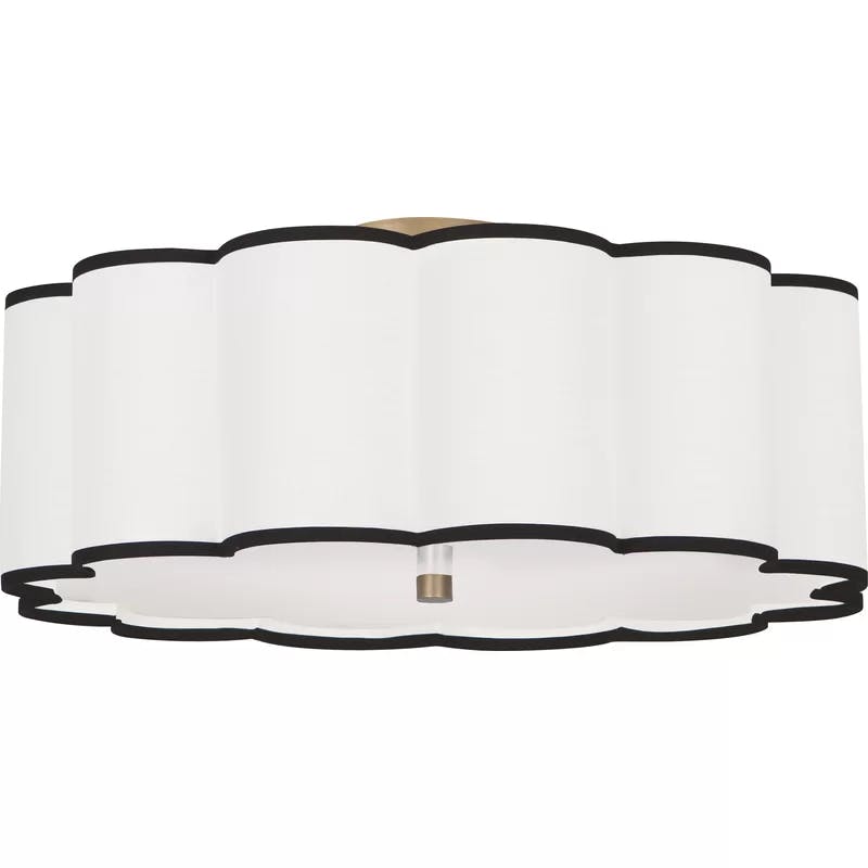 Elegant Scalloped 24" Aged Brass Flush Mount with Glass Diffuser