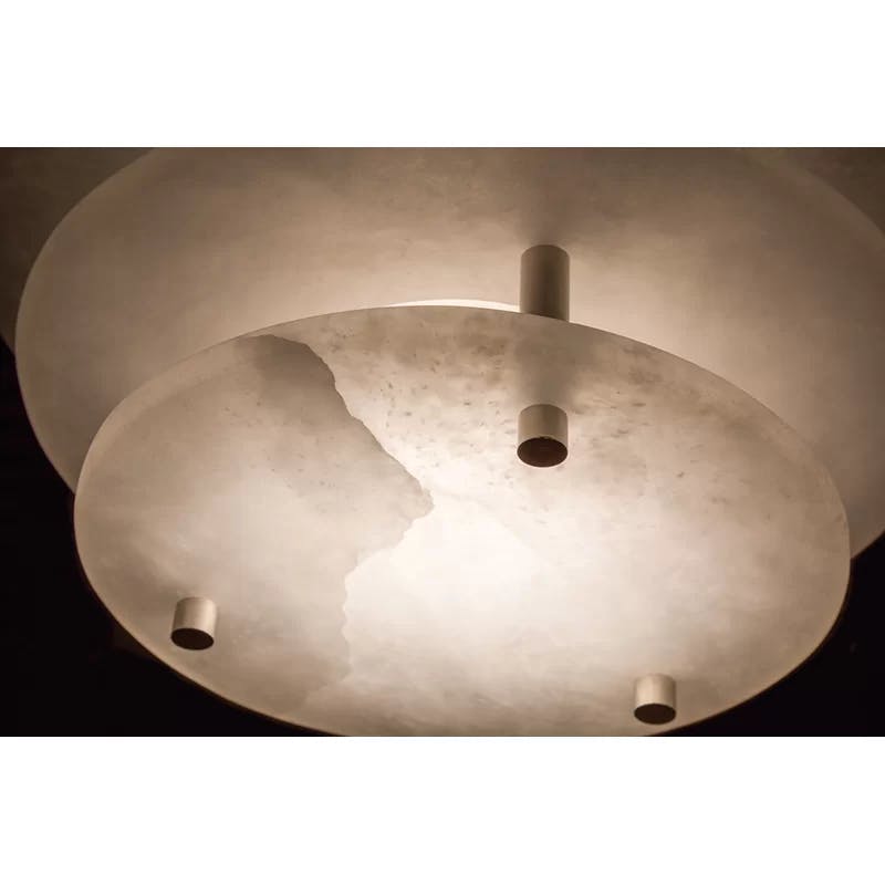 Aged Brass Alabaster LED Flush Mount Ceiling Light