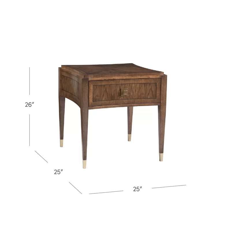 Traditional Bleached Walnut Square End Table with Storage