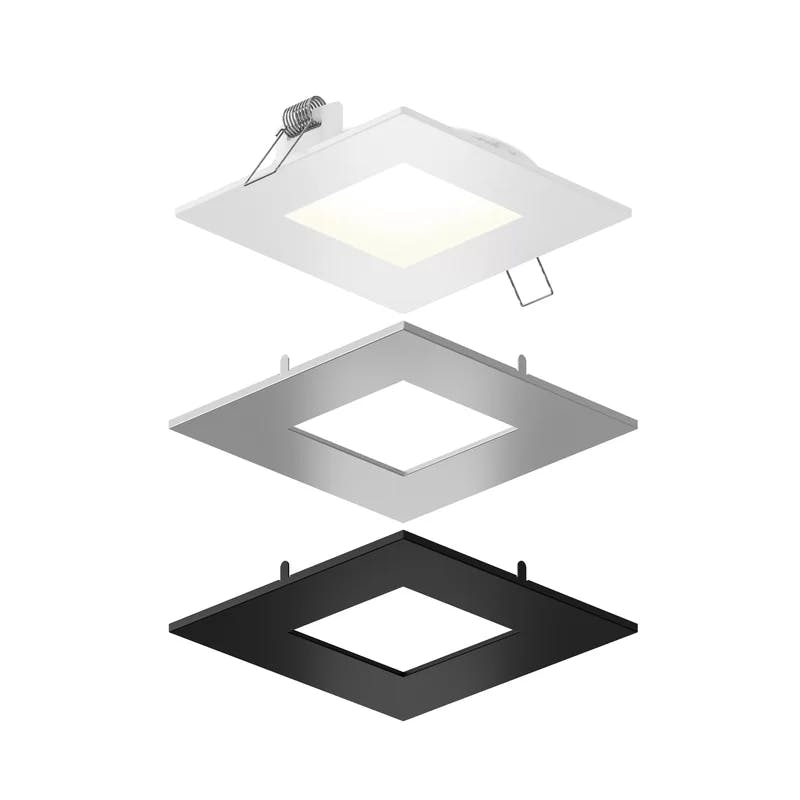 Sleek Multi-Trim 11W LED Square Ceiling Light in Satin Nickel and Black