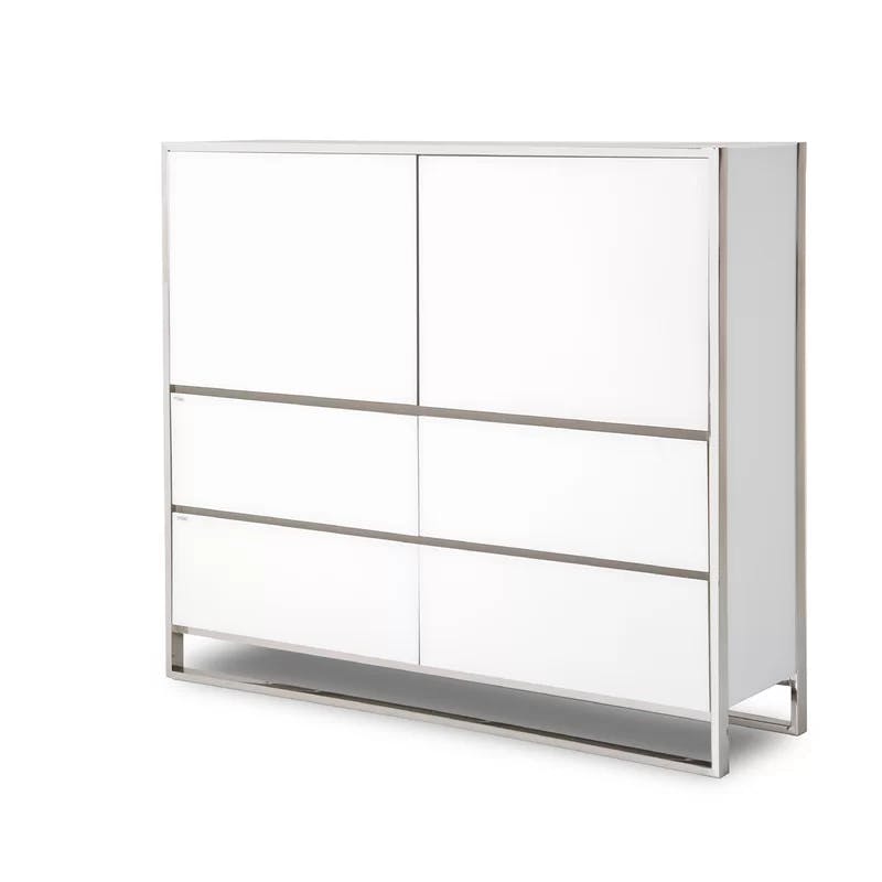 State St. Contemporary 4-Drawer Dresser in Glossy White with Soft Close