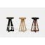 Artless X3 30" Swivel Bar Stool in Black Leather and Walnut with Brass Accents