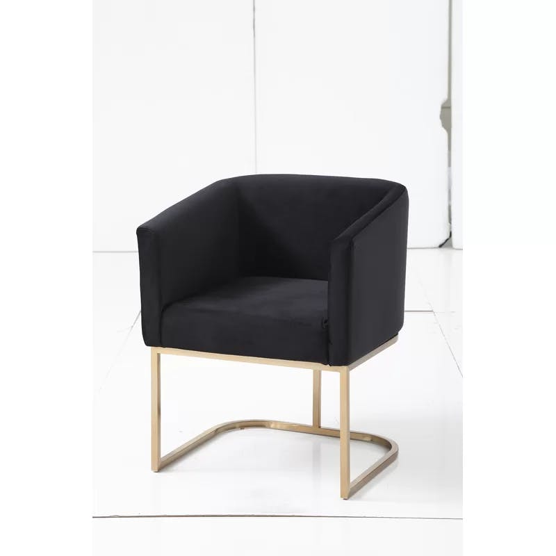 Echo 22.5'' Upholstered Black Dining Chair with Antique Brass Metal Frame