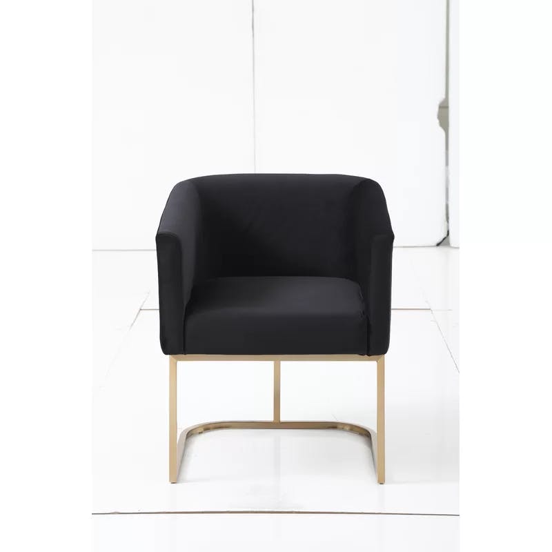 Echo 22.5'' Upholstered Black Dining Chair with Antique Brass Metal Frame