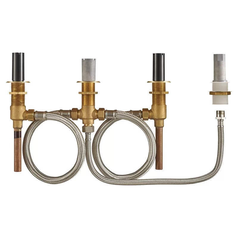 Flash Roman Tub Filler Universal Rough-In Valve with Braided Stainless Steel Hoses