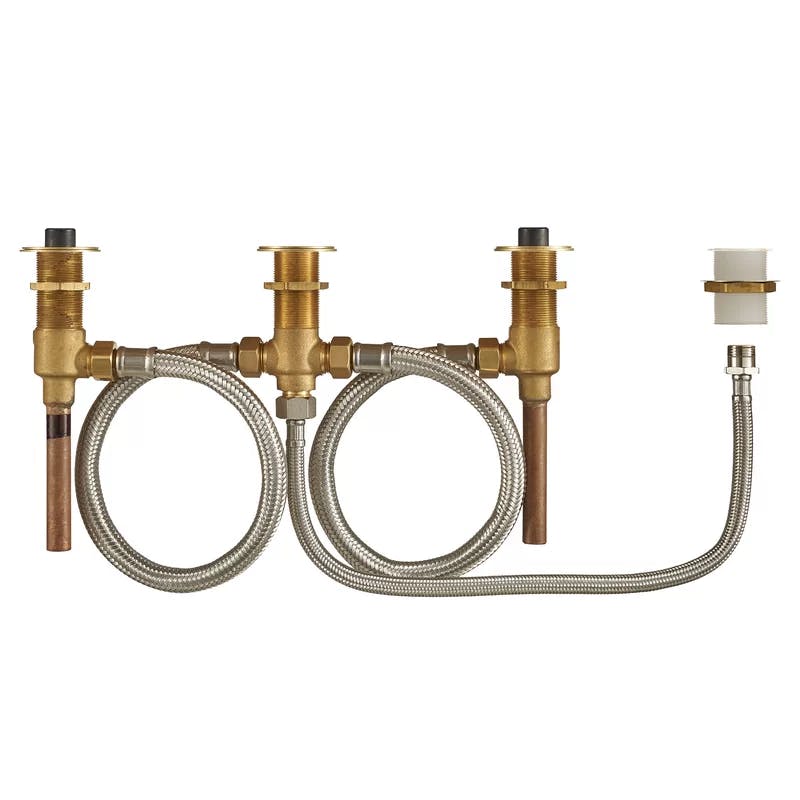 Flash Roman Tub Filler Universal Rough-In Valve with Braided Stainless Steel Hoses