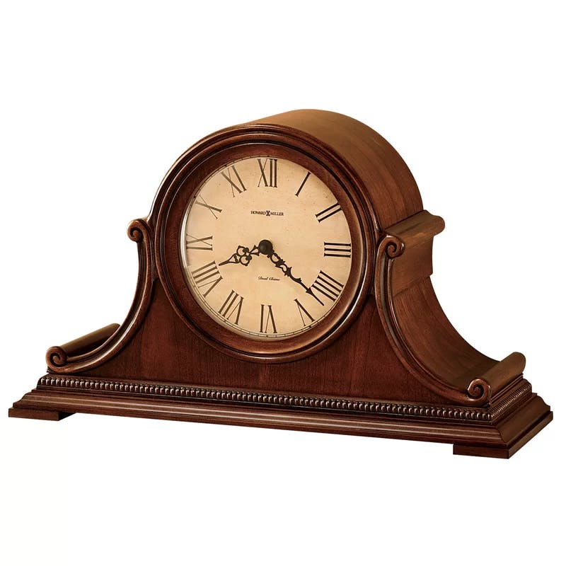 Windsor Casual Brown Hardwood Traditional Mantel Clock with Quartz Movement