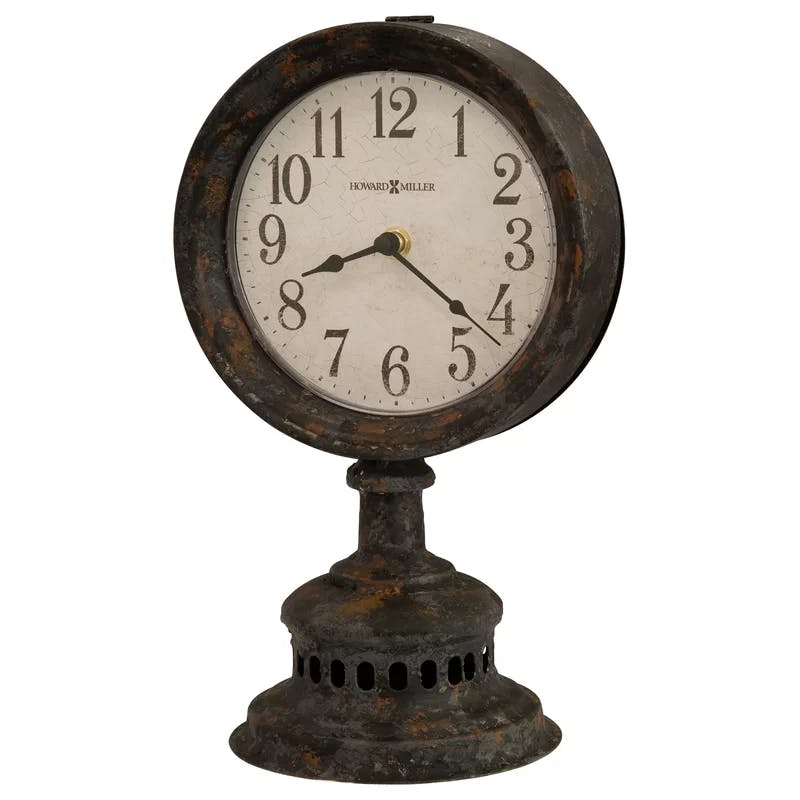 Ardie Antique Black Quartz Mantel Clock with Distressed Dial
