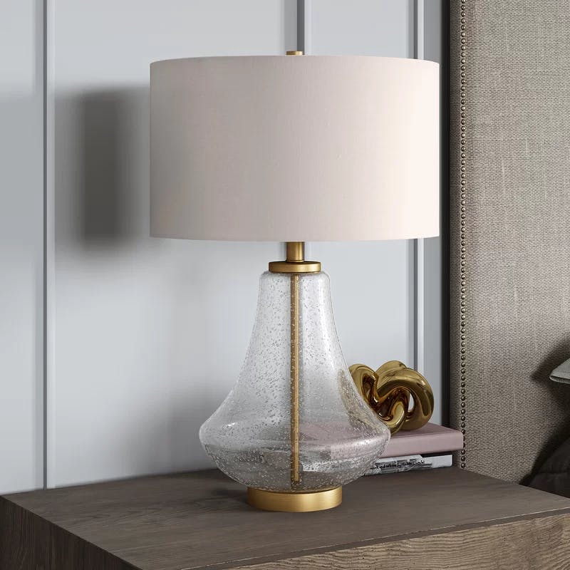 Lagos 23" Kids Brushed Brass Table Lamp with Linen Shade