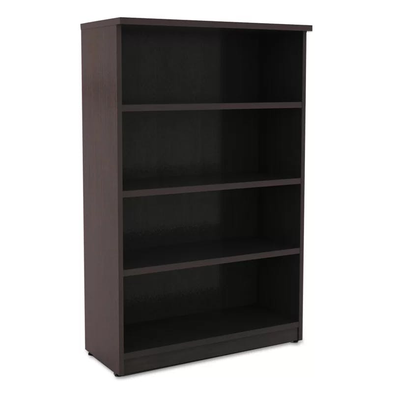 Espresso Woodgrain Laminate Adjustable 4-Shelf Bookcase