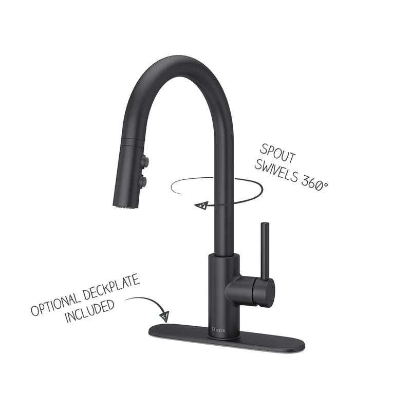Stellen 16.75" High Arc Pull-Down Kitchen Faucet in Matte Black