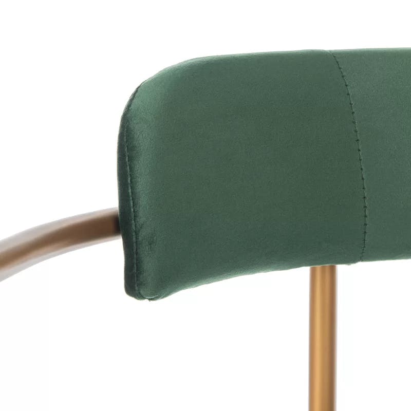 Malachite Green Velvet & Gold Metal Upholstered Side Chair