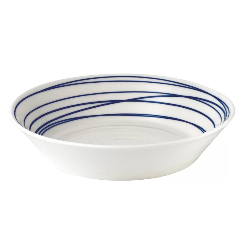 Coastal Elegance Porcelain Pasta Bowl with Ocean Blue Accents