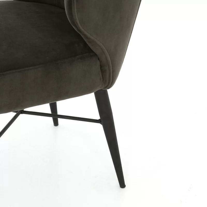 Modern Bella Smoke Linen Upholstered Parsons Chair with Tapered Iron Legs