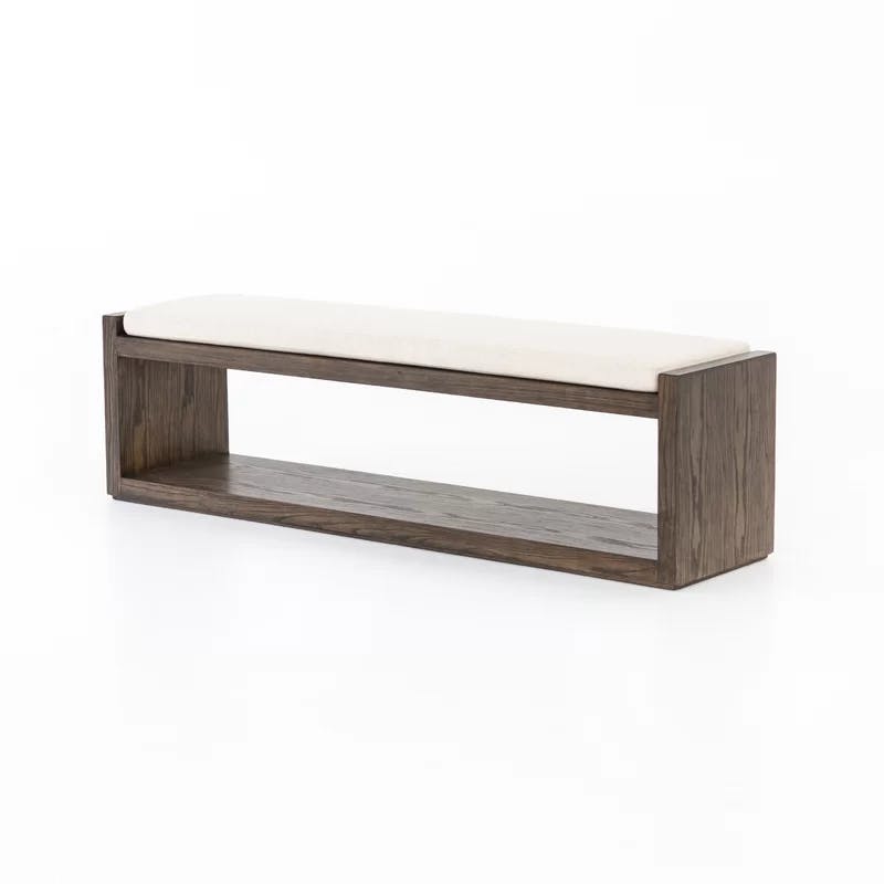 67'' Cedar-Finished Nettlewood Upholstered Bench in Brown/Cream