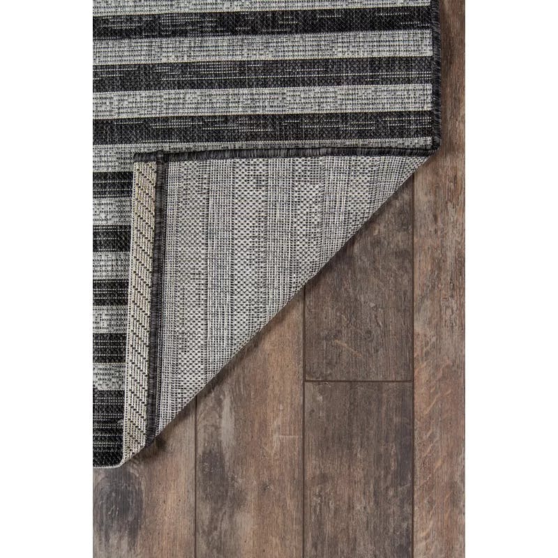 Charcoal Geometric Easy-Care Synthetic Indoor/Outdoor Runner Rug
