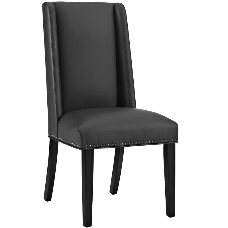 Luxurious Black Faux Leather Upholstered Side Chair