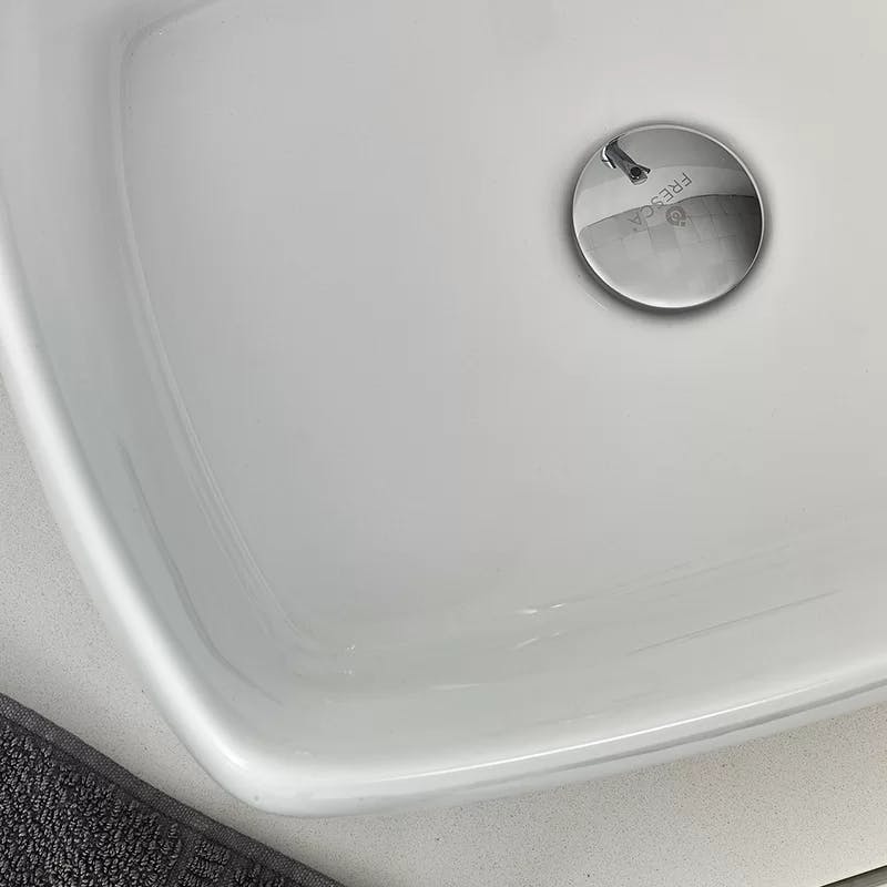 Modern 60" White Quartz Stone Double Vessel Sink Wall-Mount Vanity