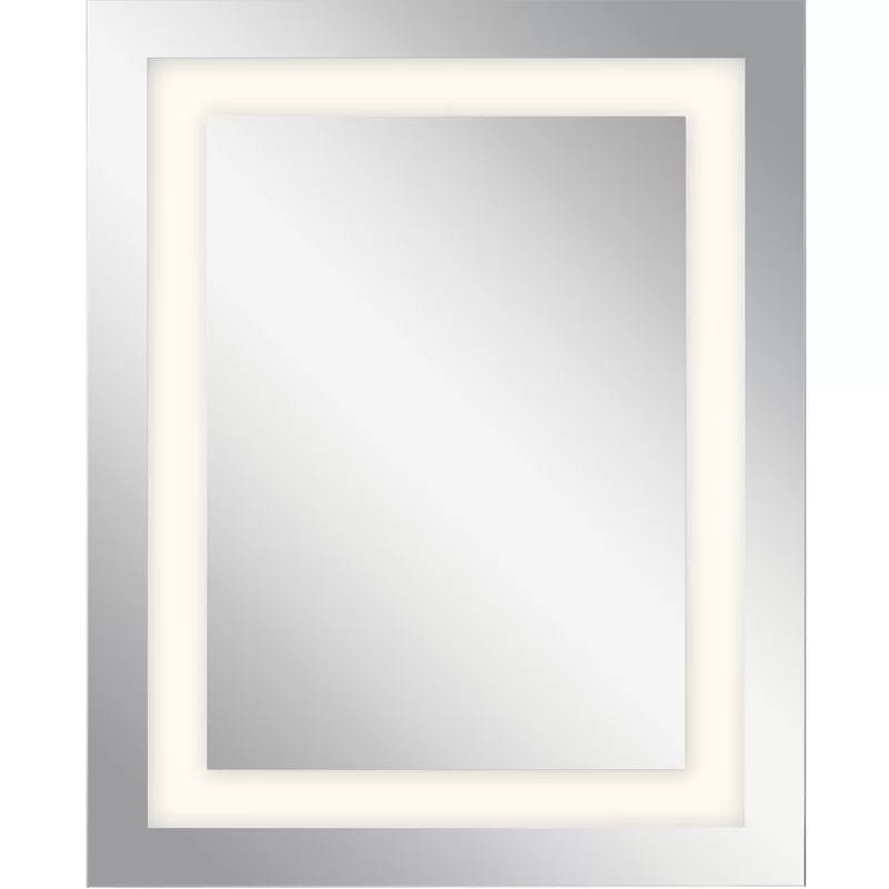 Sleek Silver 32"x40" Rectangular LED Bathroom Mirror with Frosted Edge