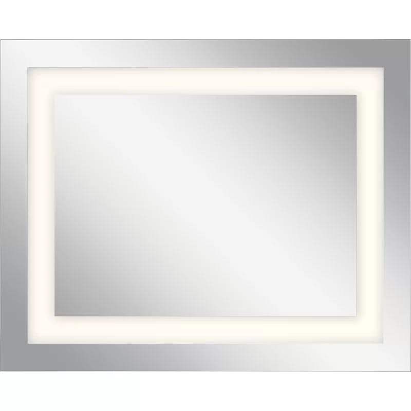 Sleek Silver 32"x40" Rectangular LED Bathroom Mirror with Frosted Edge