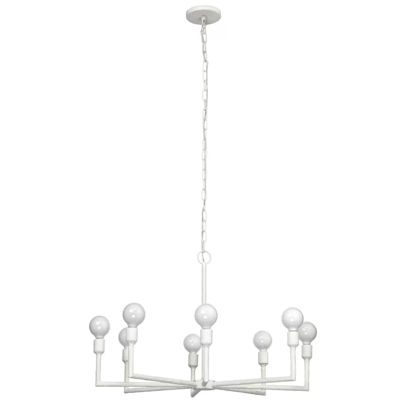 Jamie Young Park 8-Light White Gesso Modern Chandelier