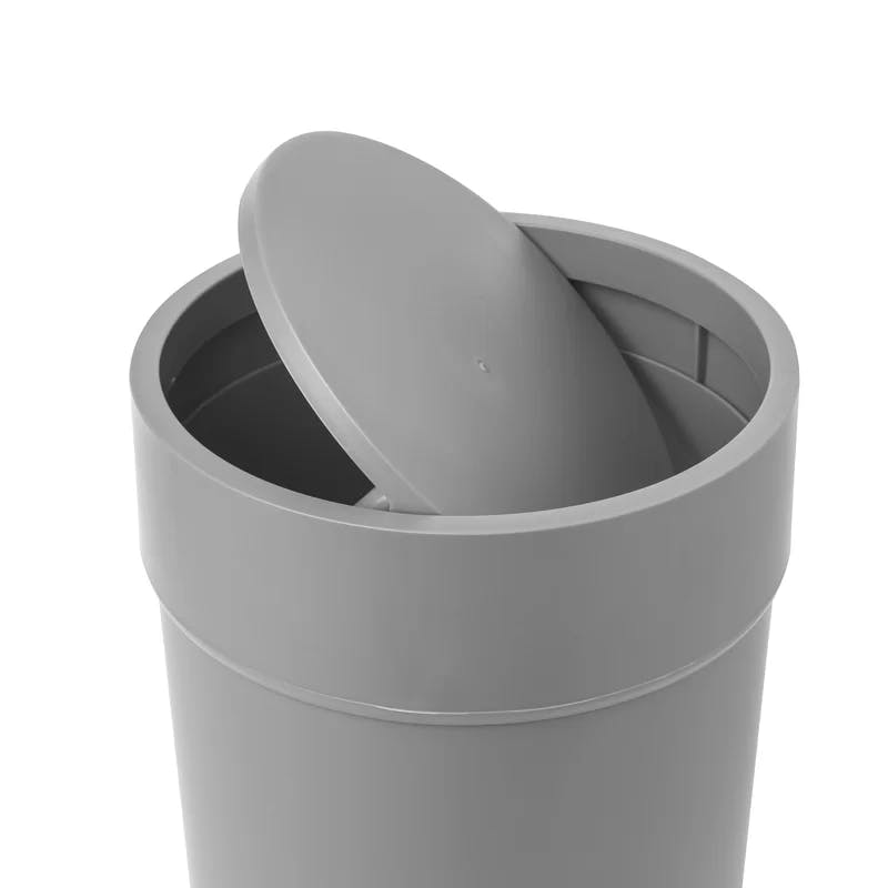 Sleek Touch 1.6 Gallon Gray Plastic Waste Bin with Swing Lid