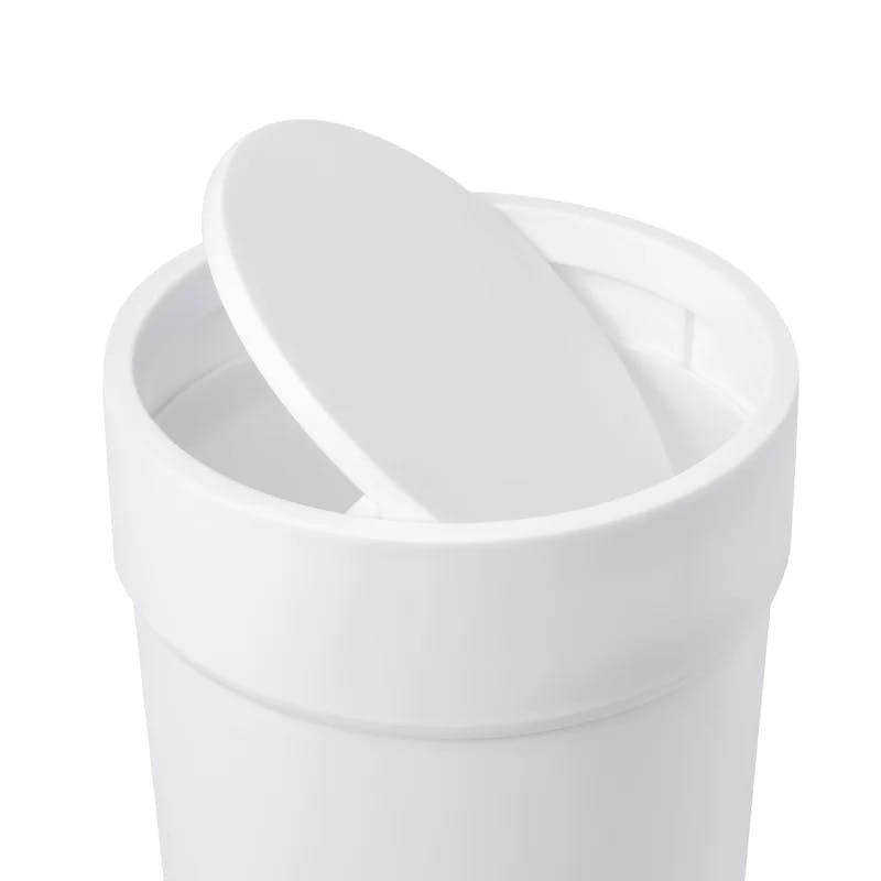Sleek 1.6 Gallon White Plastic Swing-Top Waste Bin