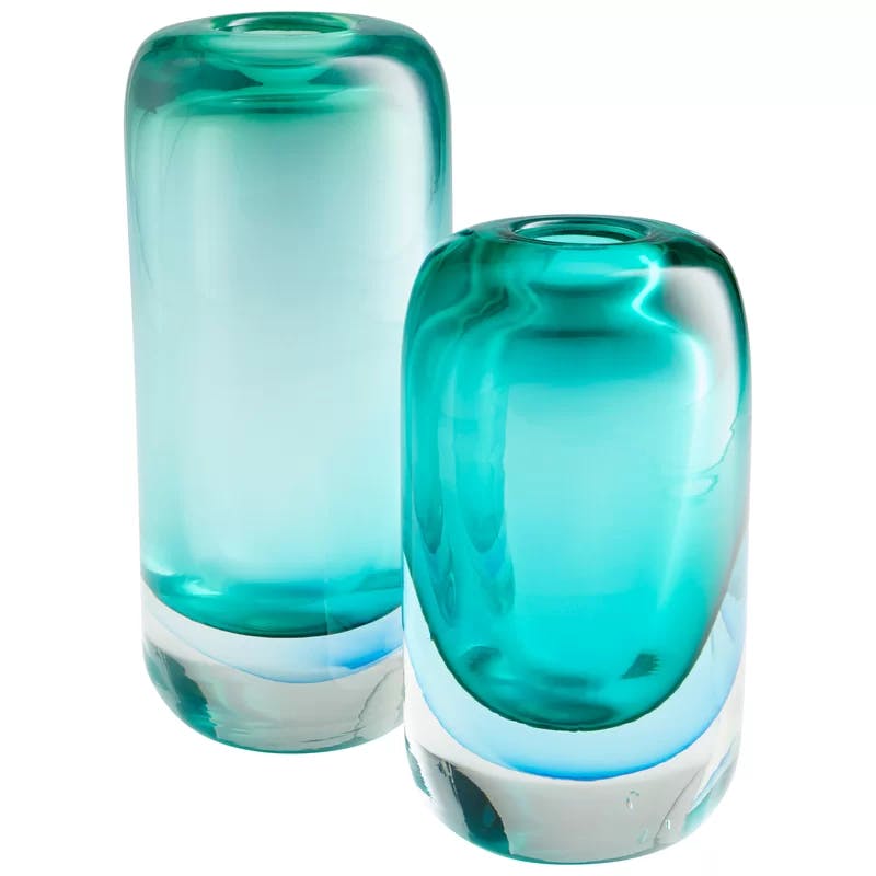 Contemporary Ophelia Blue Glass Table Vase - 8.75" High