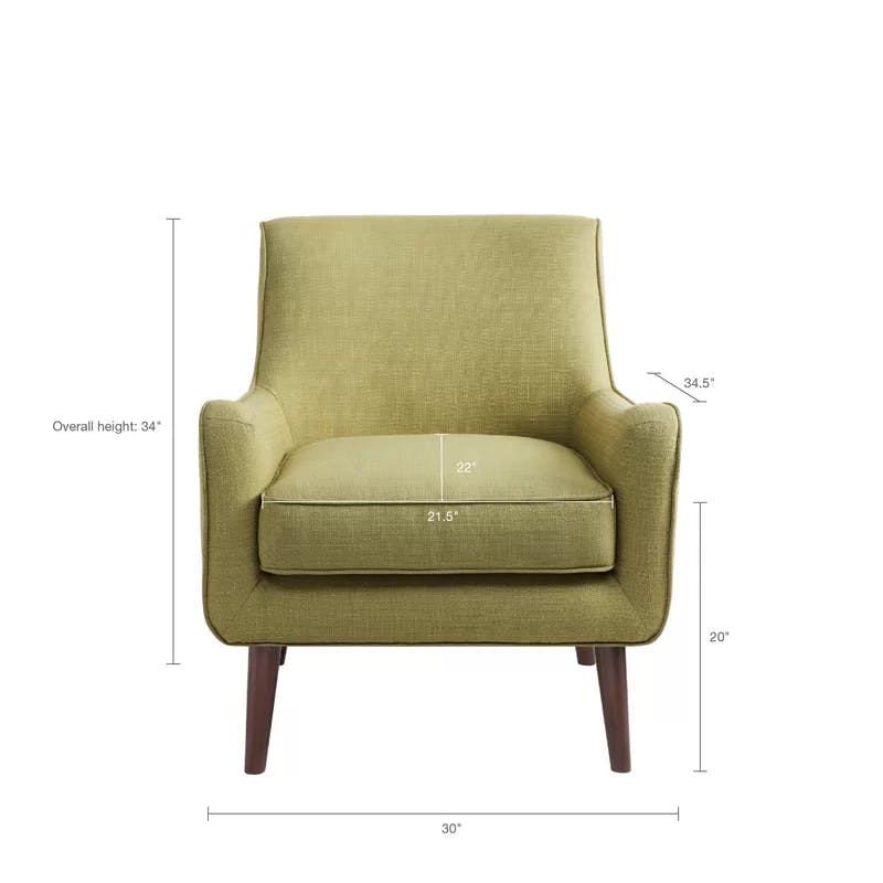 Mid-Century Modern Green Upholstered Accent Chair with Wood Legs