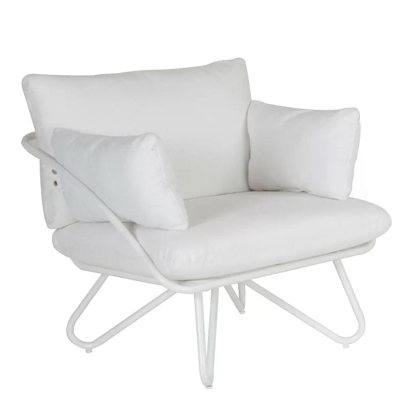 Teddi White Powder Coated Steel Outdoor Lounge Chair Pair with Cushions