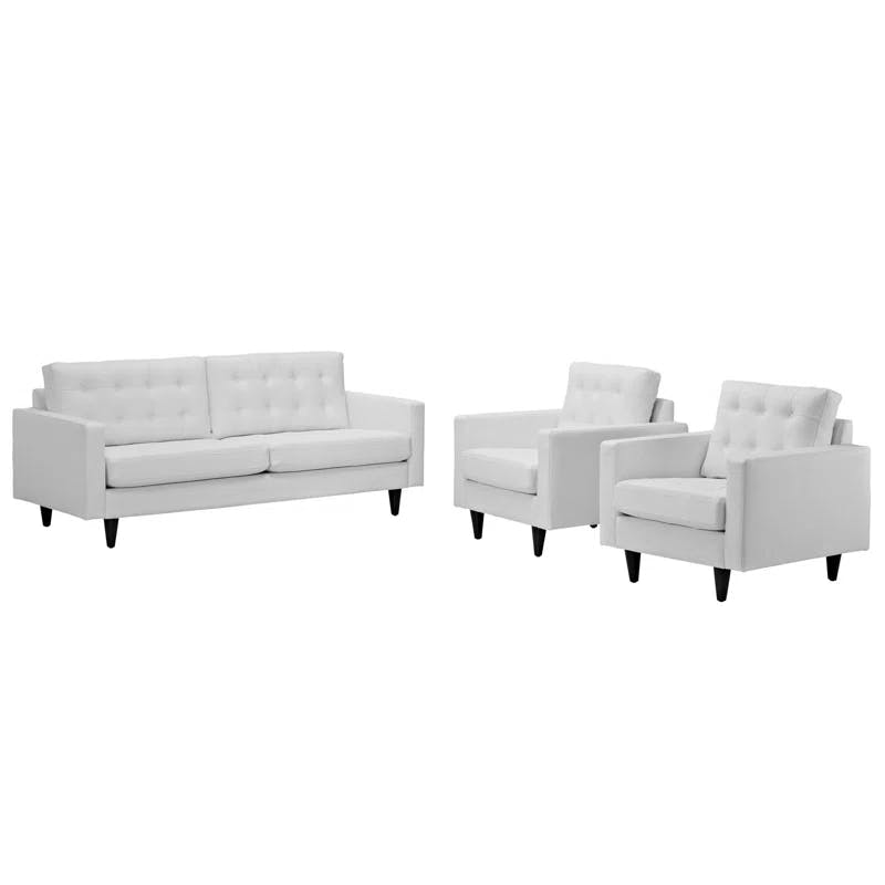 Empress Modern White Bonded Leather Sofa and Armchair Set