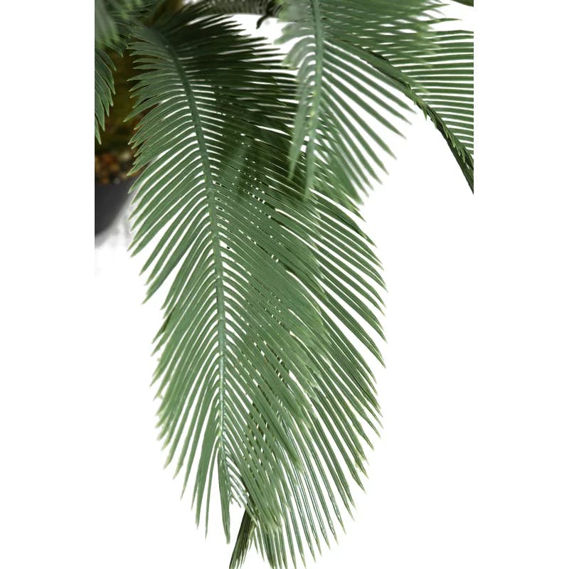 Elegant Silk Palm Topiary in Faux Resin Planter, 70" Outdoor