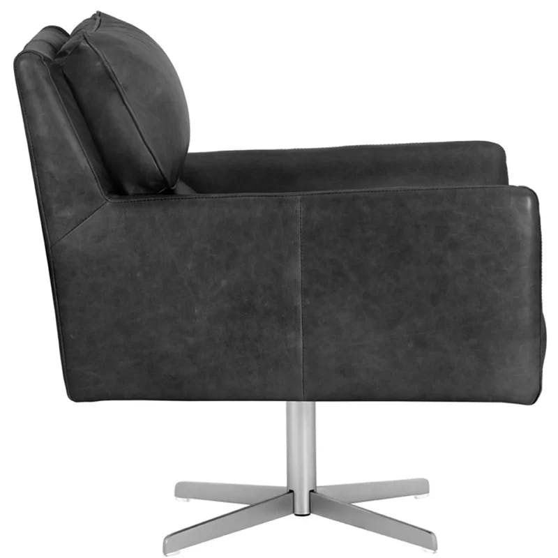 Marseille Black Leather Transitional Swivel Chair 29.5"
