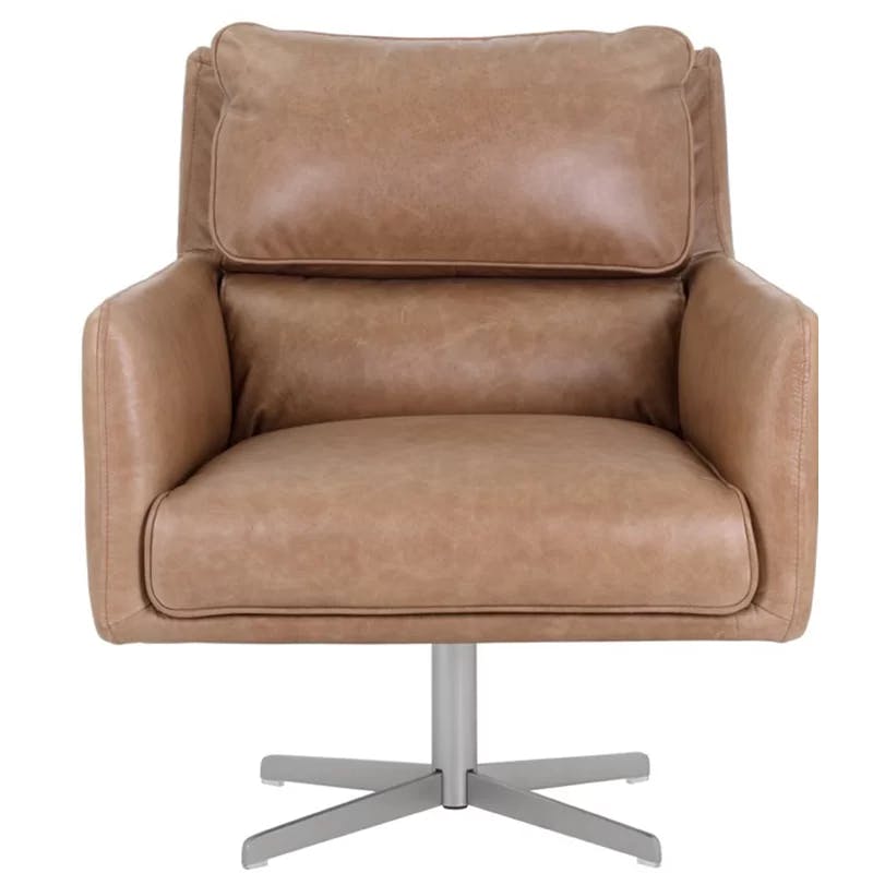 Marseille Camel Leather Transitional Swivel Chair