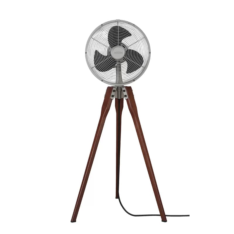 Arden Satin Nickel Oscillating Floor Fan with Three-Speed Control