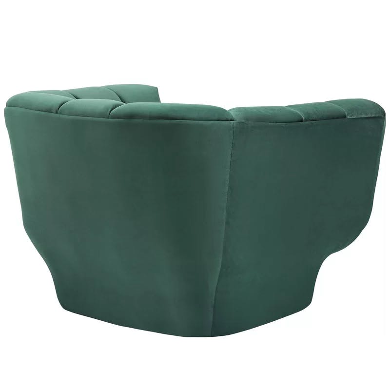 Vintage Glamour Green Velvet Extra Wide Armchair with Channel Tufting