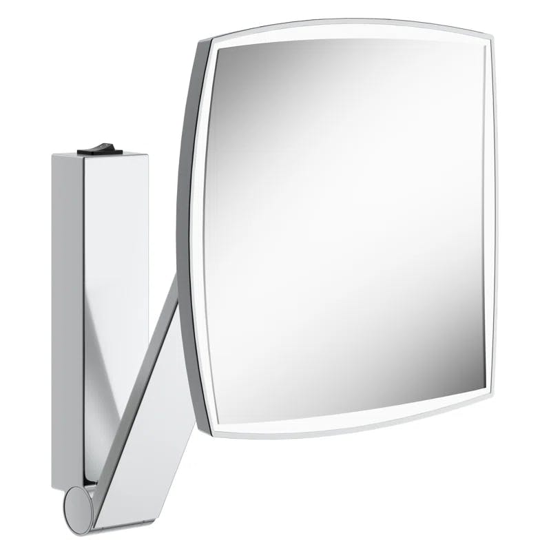 Contemporary Stainless Steel 5x Magnifying Wall Mirror