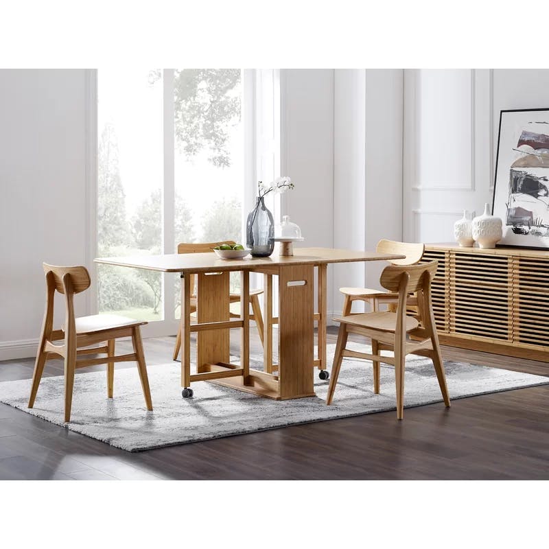 Linden Caramel Extendable Solid Bamboo Dining Table