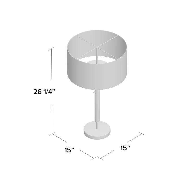 Hamilton 26.25'' White Linen Shade Table Lamp with Walnut Wood Body