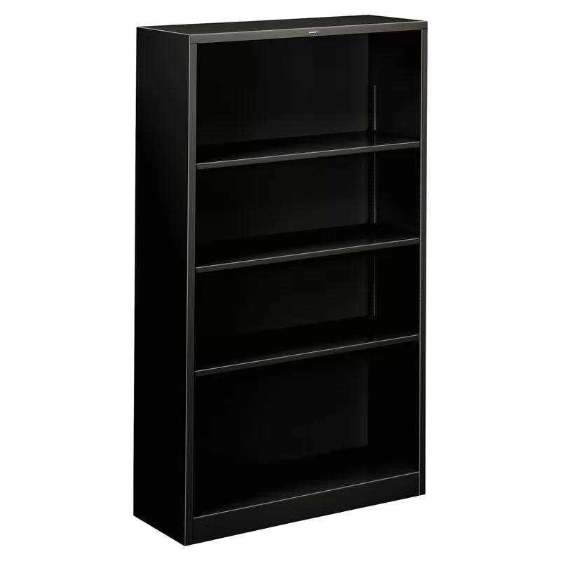 Brigade Adjustable Black Metal 4-Shelf Bookcase 34.5" W
