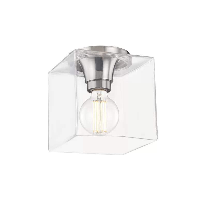Grace Polished Nickel 1-Light Flush Mount with Clear Glass Shade