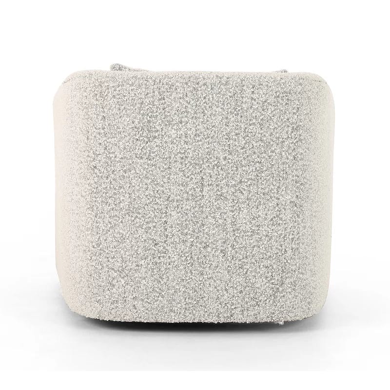 Domino White Leather Swivel Chair with Plush Pillow