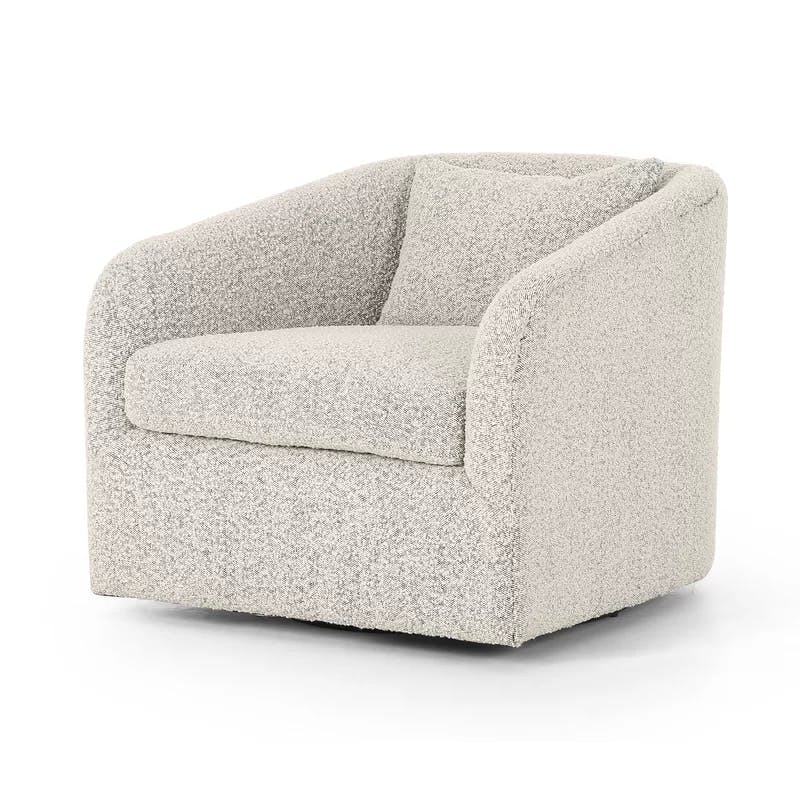 Domino White Leather Swivel Chair with Plush Pillow