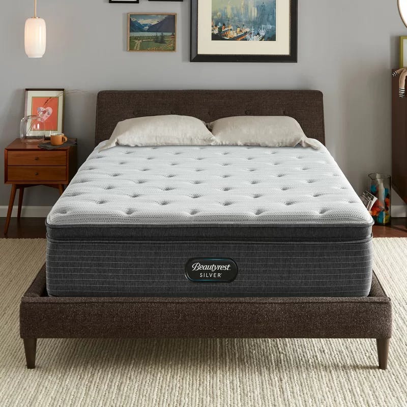 Contemporary Gray and White Pillowtop Cal King Innerspring Mattress