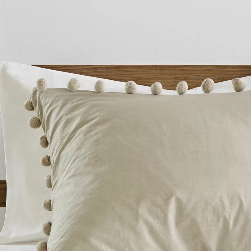 Ivory King Cotton Pom Pom 3-Piece Comforter Set