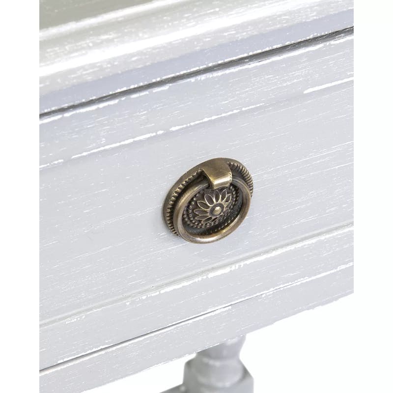Akia Coastal-Inspired 1-Drawer Wooden Nightstand with Storage