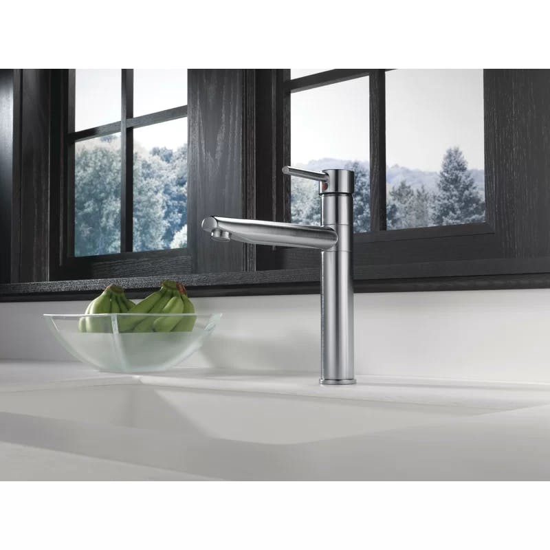 Sleek Modern 11" Stainless Steel Kitchen Faucet with Pull-out Spray