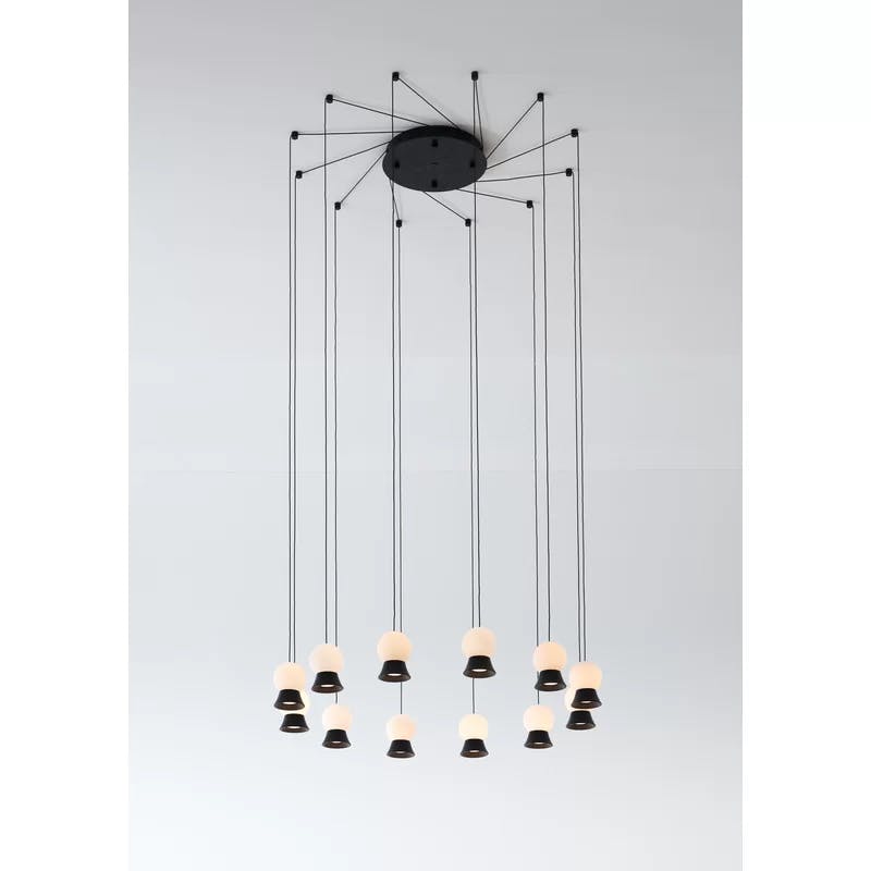 Matte Black Fuji Inspired 12-Light LED Globe Pendant