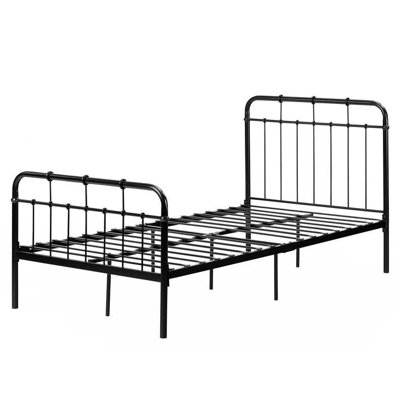Cotton Candy Black Metal Twin Platform Bed with Headboard
